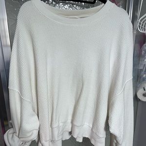 Cropped Waffle Like Aerie Crewneck